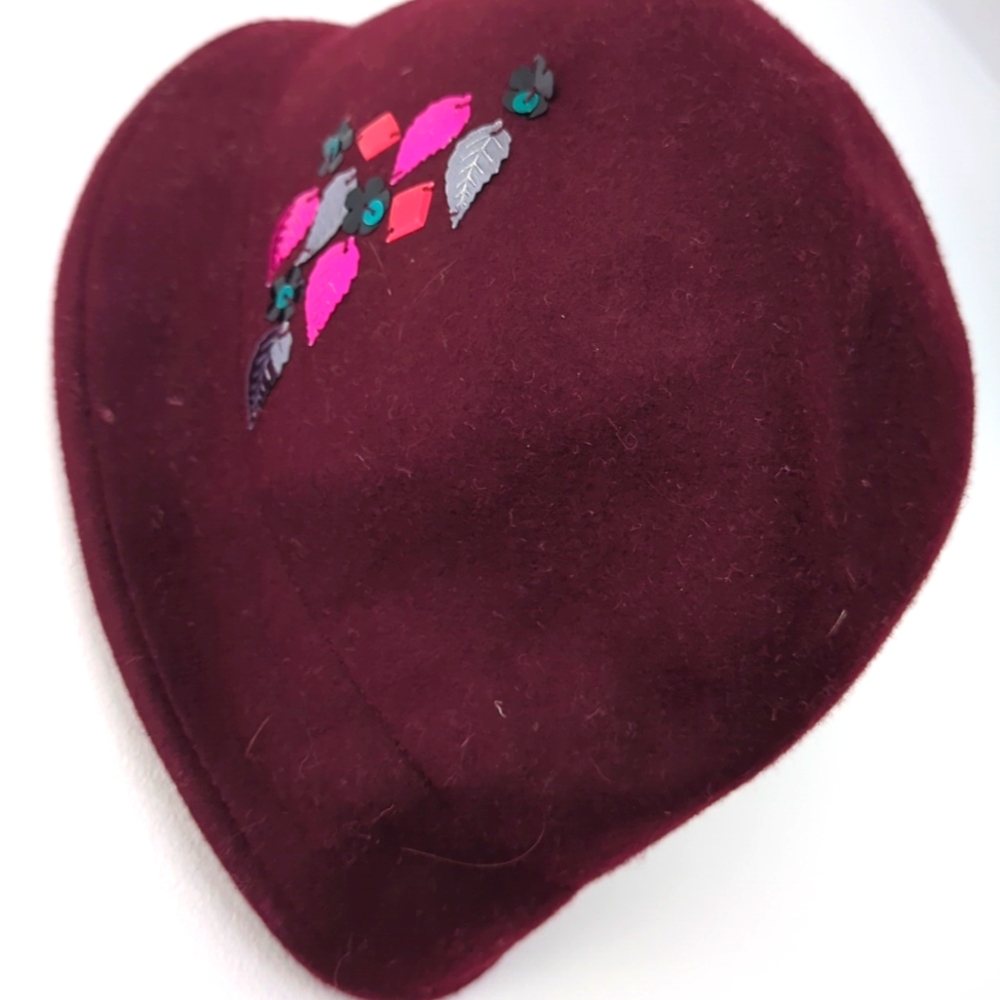 Maroon 100% Wool Cloche Hat